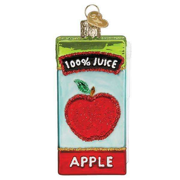 Old World Christmas Apple Juice Box Blown Glass Ornament