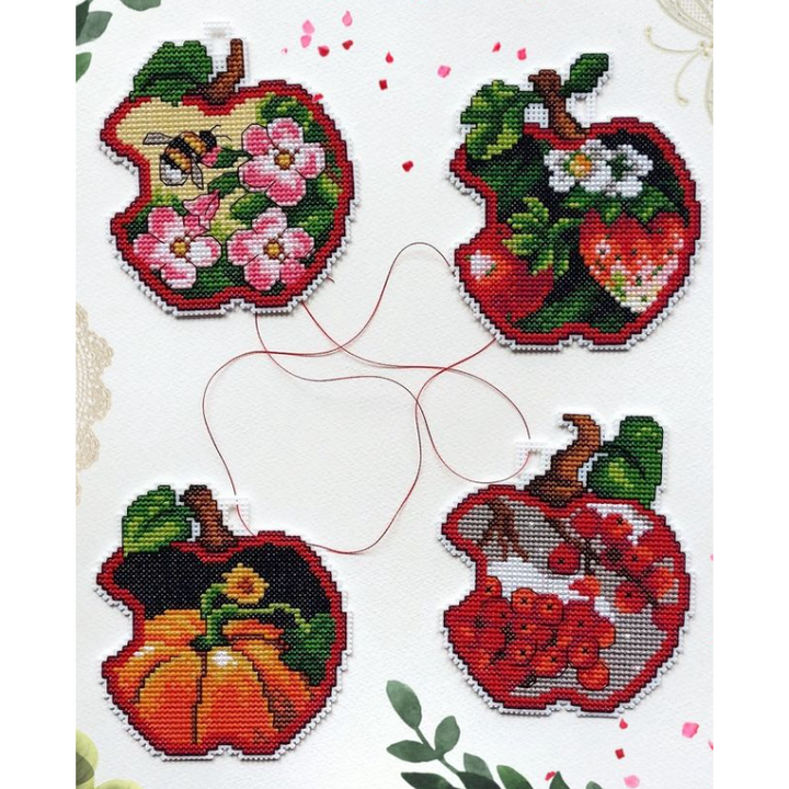 Apples - four seasons 168CS Counted cross stitch kit with plastic canvas
