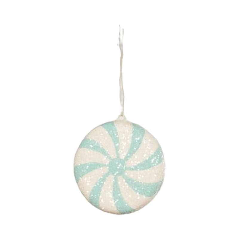 Aqua Peppermint & Candy Cane Ornament Bundled Set of 3 by Bethany Lowe