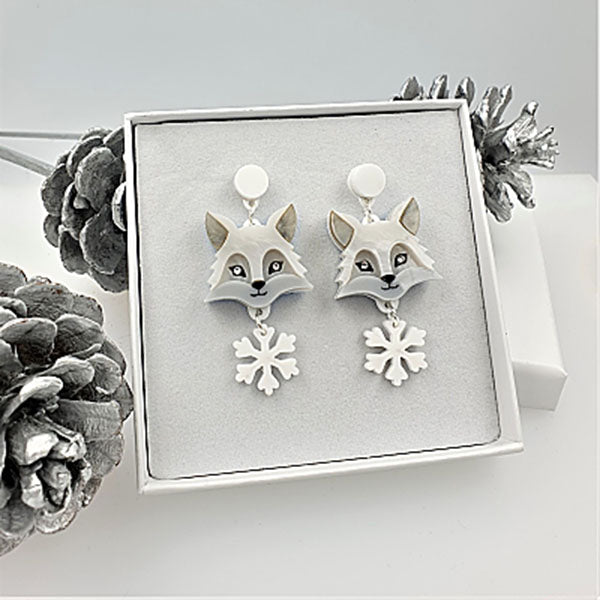 Arctic Fox Earrings by Cherryloco Jewellery