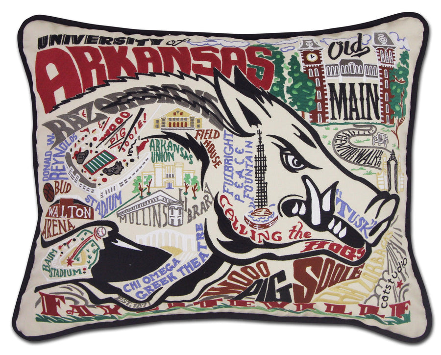 Arkansas, University of Collegiate Hand-Embroidered Pillow - Quirks!