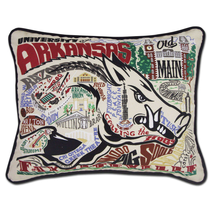 Arkansas, University of Collegiate Hand-Embroidered Pillow - Quirks!
