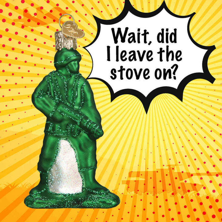 Old World Christmas Army Man Toy Blown Glass Ornament