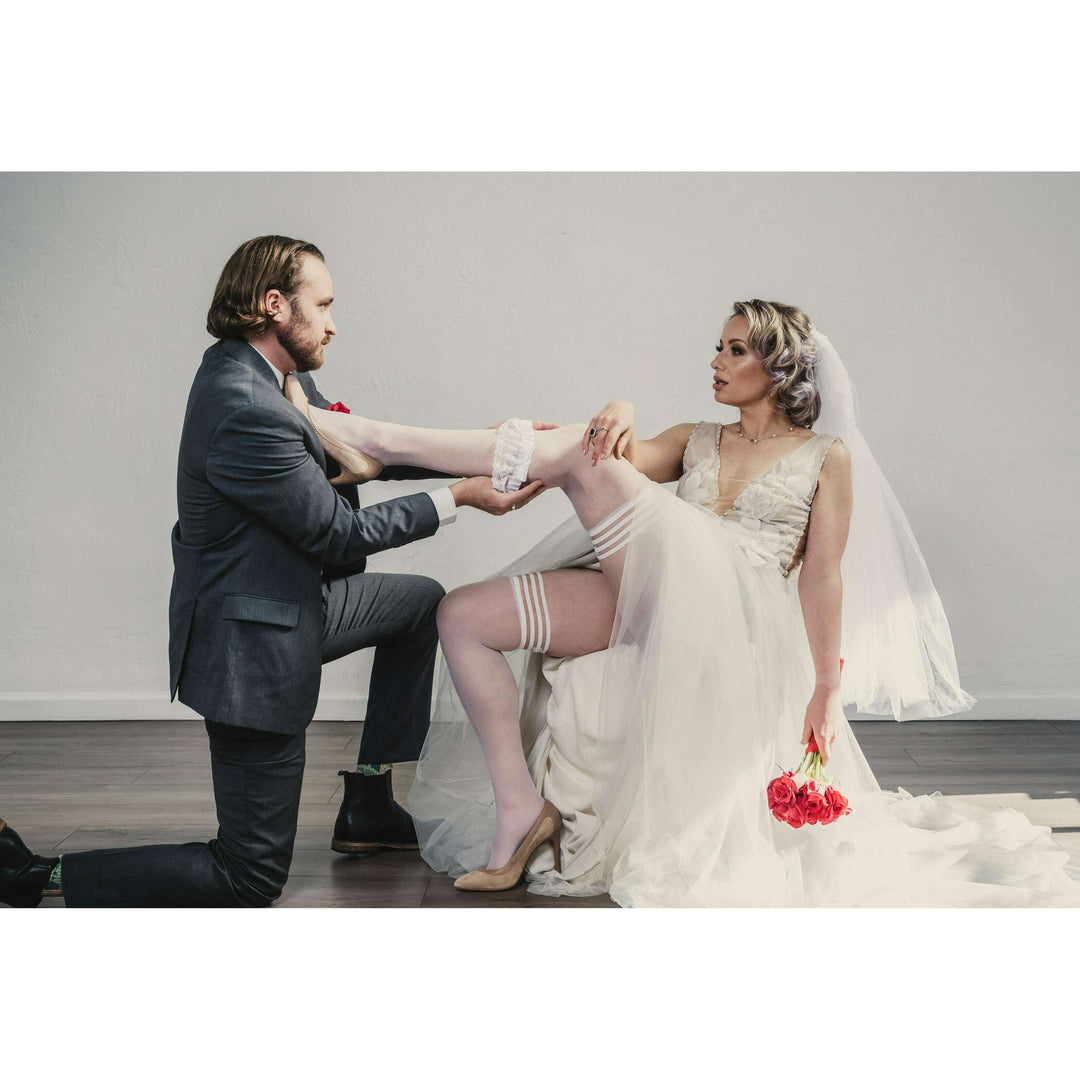 Ashley: Whatever Your Whimsy, Wedding to White Party Thigh Highs. Petite to Plus Size
