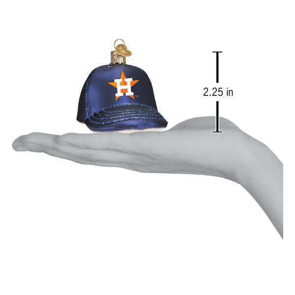 Old World Christmas Astros Baseball Cap Blown Glass Ornament