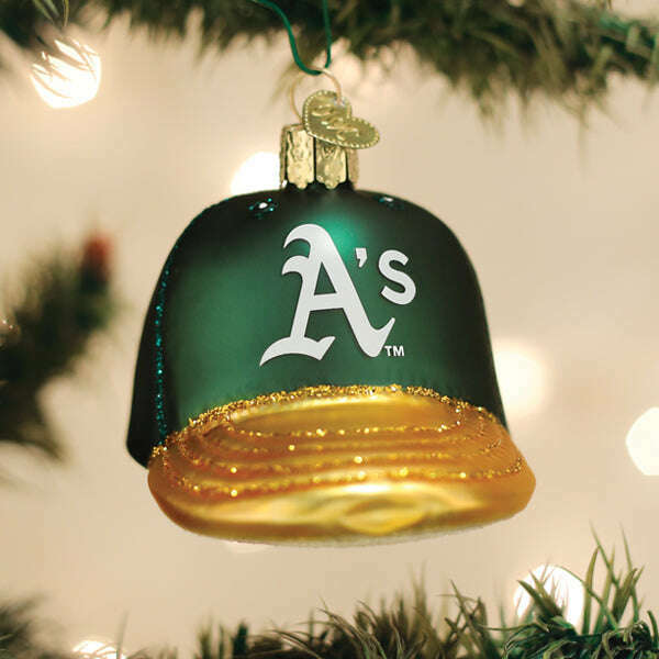 Old World Christmas Athletics Baseball Cap Blown Glass Ornament