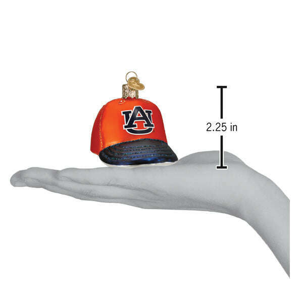 Old World Christmas Auburn Tigers Baseball Cap Blown Glass Ornament