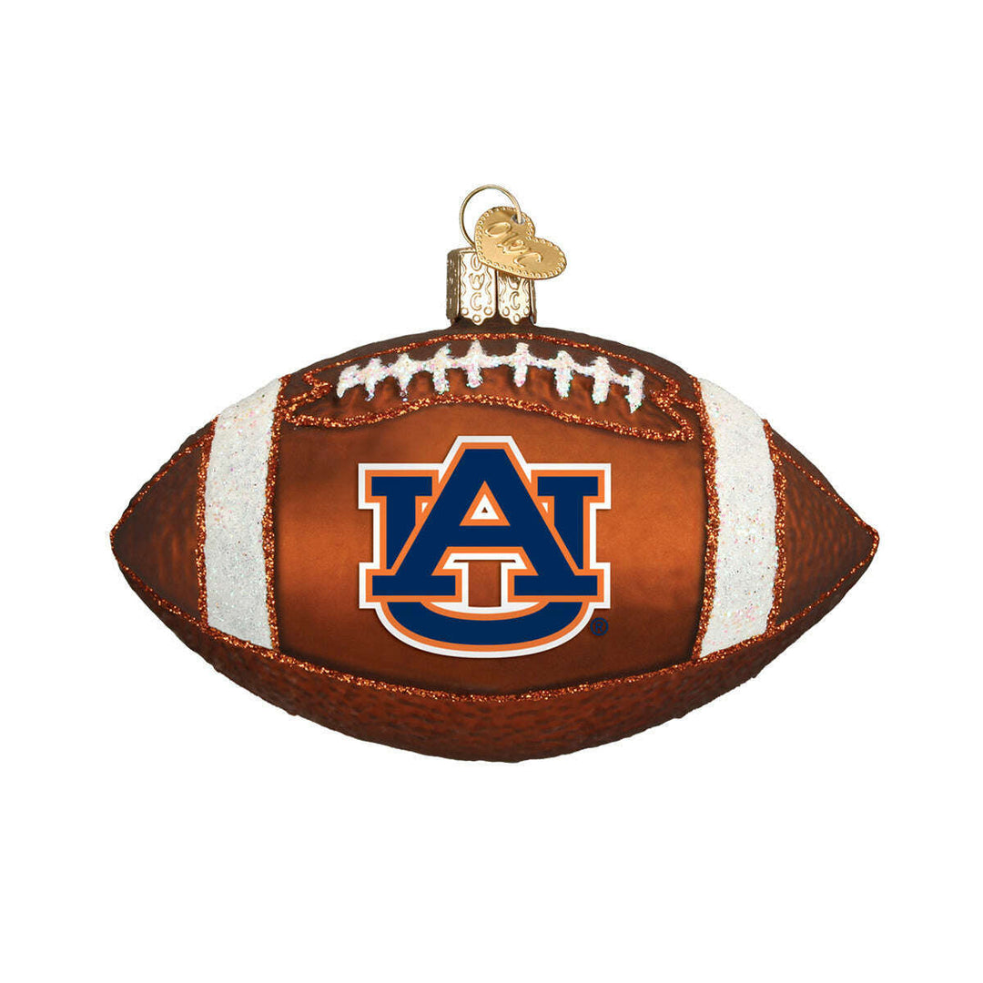 Old World Christmas Auburn Football Blown Glass Ornament