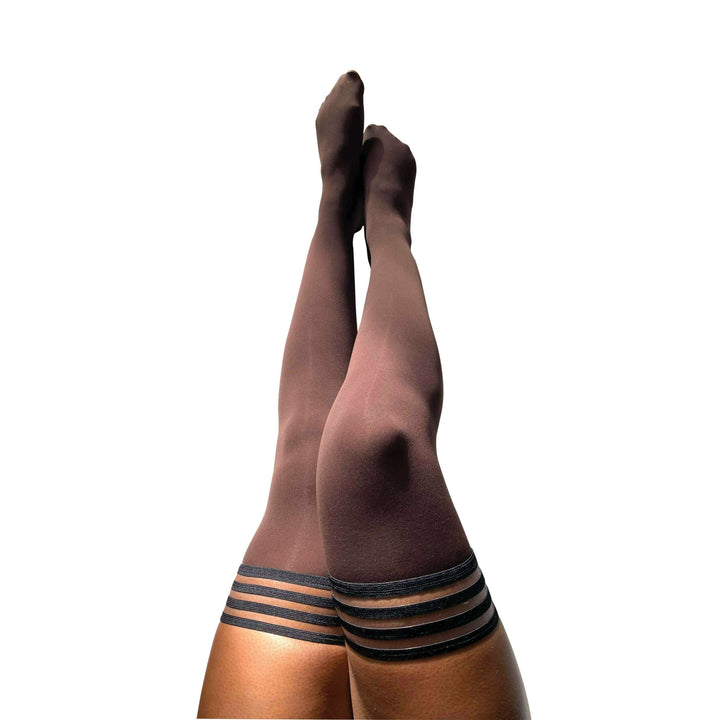 Autumn: Chocolate Opaque Thigh-Highs. Petite to Plus Size