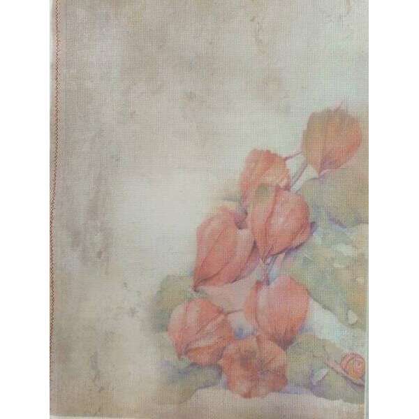 Autumn Petals Designer Printed AIDA Fabric. Canvas for embroidery with an applied background  KF-1310A