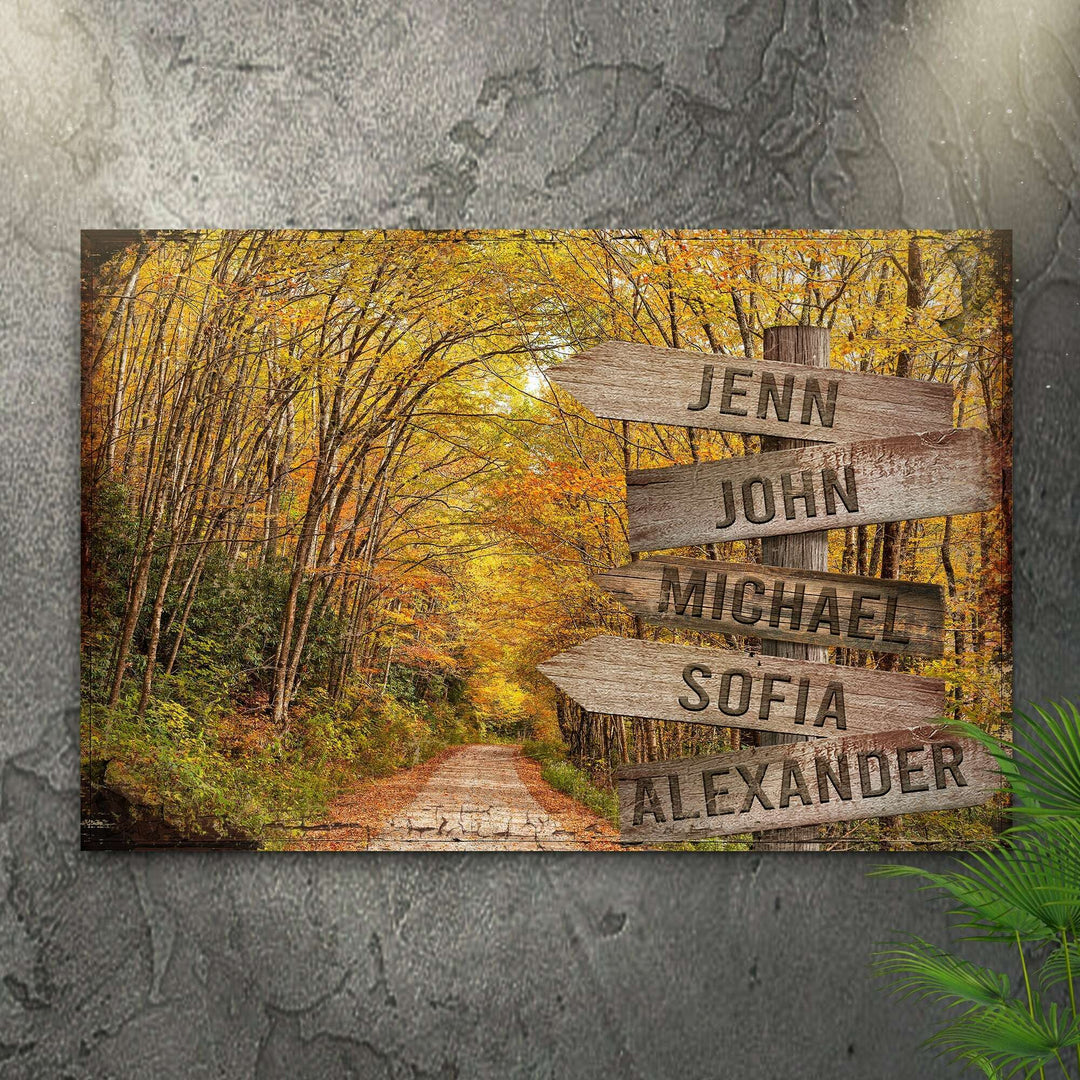 Autumn Road Family Name Sign