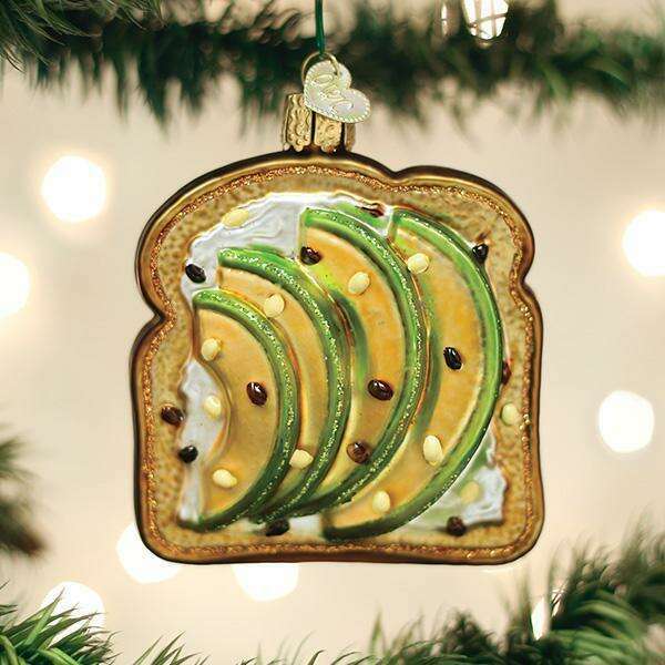 Old World Christmas Avocado Toast Blown Glass Ornament