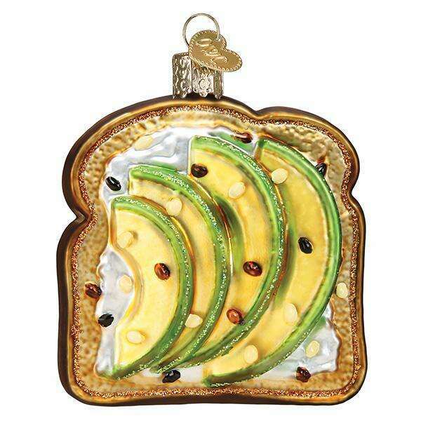 Old World Christmas Avocado Toast Blown Glass Ornament
