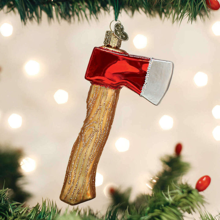 Old World Christmas Axe Blown Glass Ornament