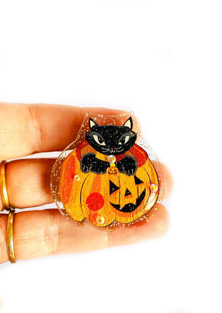 Little Pumpkin Cat Brooch by Rosie Rose Parker