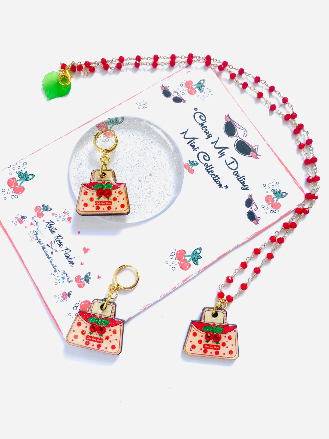 Retro Cherry Handbag Earrings by Rosie Rose Parker