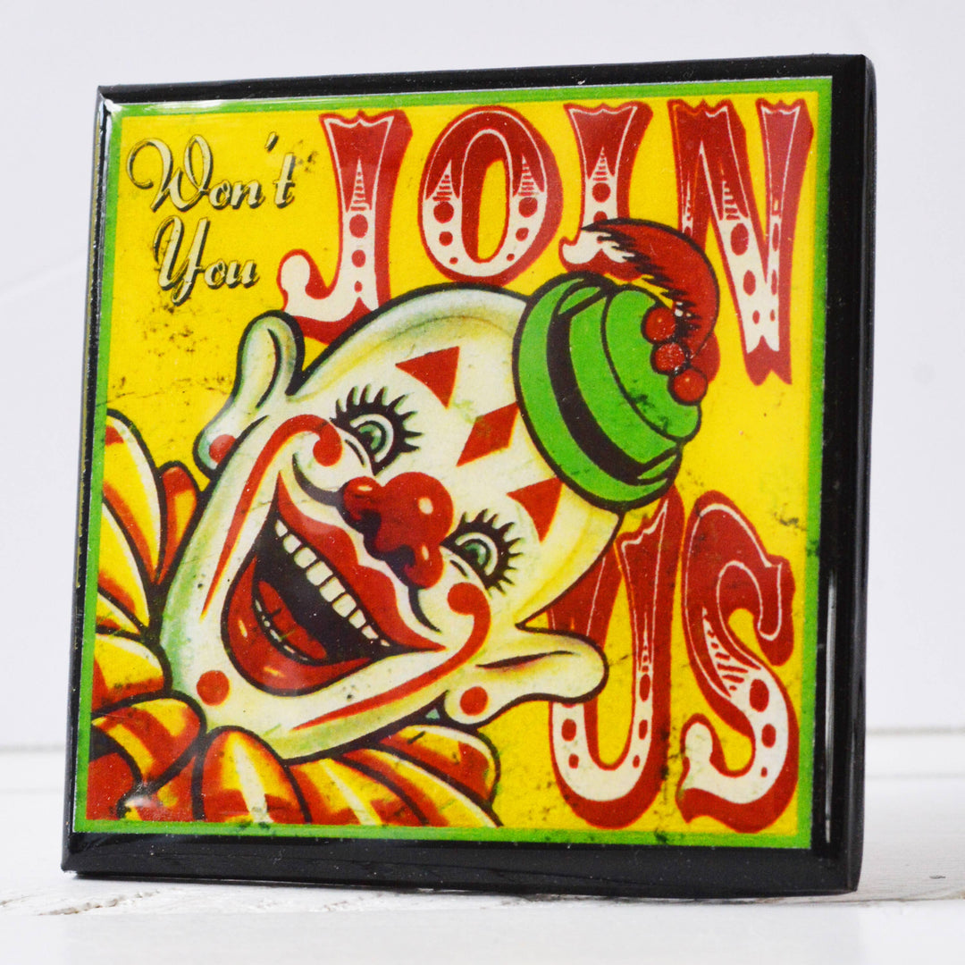 Creepy Clown Halloween Drink Coaster Set