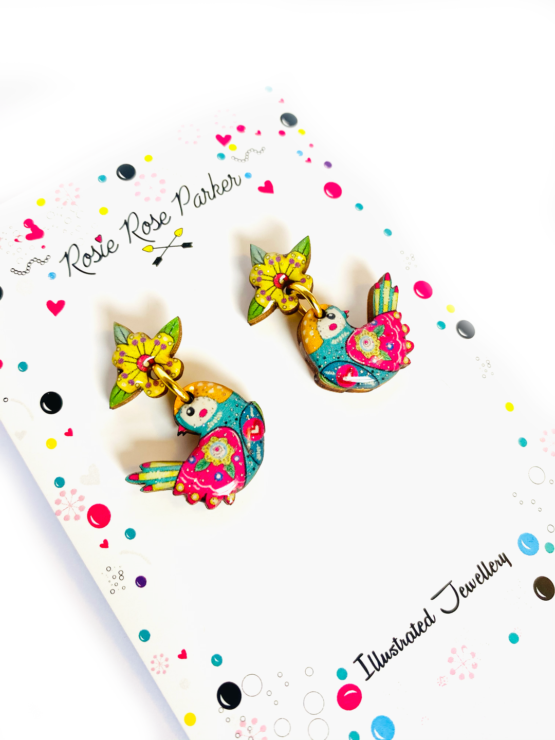 Summer Abstract Bird Earrings by Rosie Rose Parker