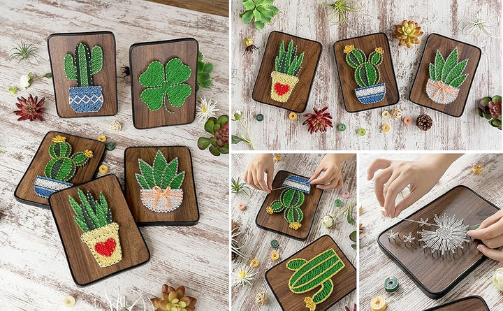 String Art DIY Kit - Potted Cactus. Wizardi Craft Kit F07-M12-3-DH9010