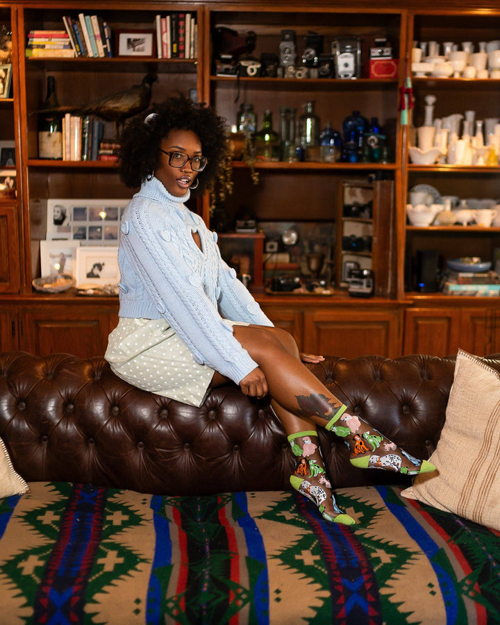 Dopamine Dogs Black Sheer Crew Sock