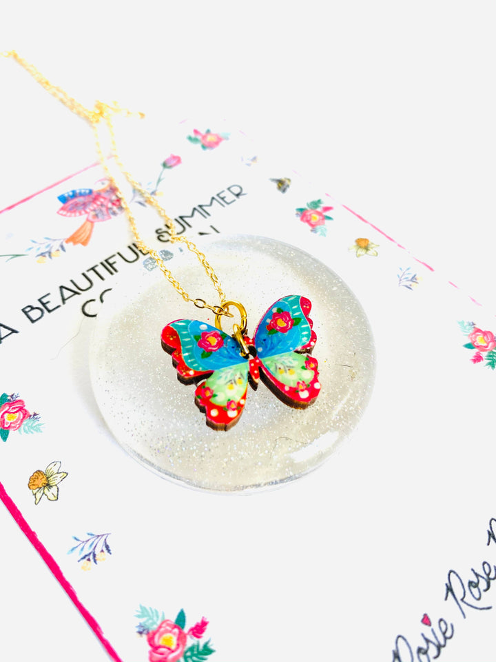 Butterfly Necklace on Gold Chain by Rosie Rose Parker