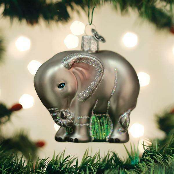 Old World Christmas Baby Elephant Blown Glass Ornament