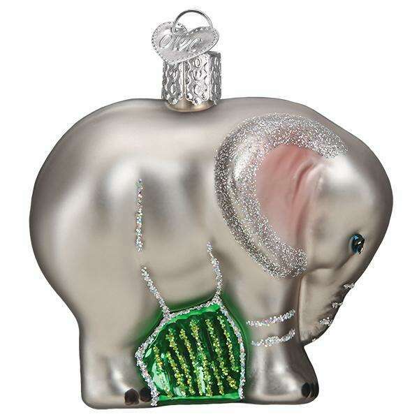 Old World Christmas Baby Elephant Blown Glass Ornament