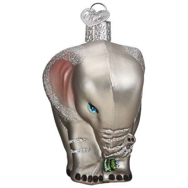 Old World Christmas Baby Elephant Blown Glass Ornament
