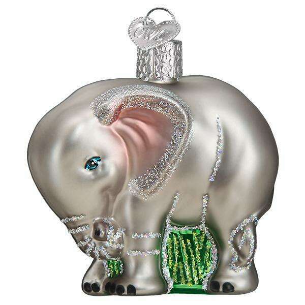 Old World Christmas Baby Elephant Blown Glass Ornament