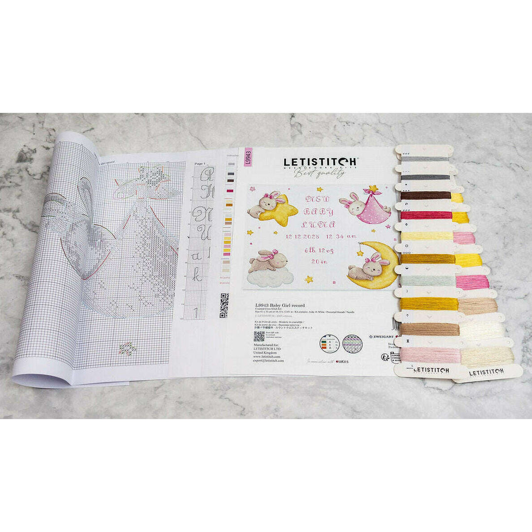 Baby Girl record L9943 Counted Cross Stitch Kit