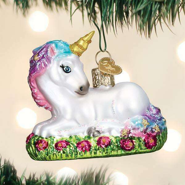 Old World Christmas Baby Unicorn Blown Glass Ornament