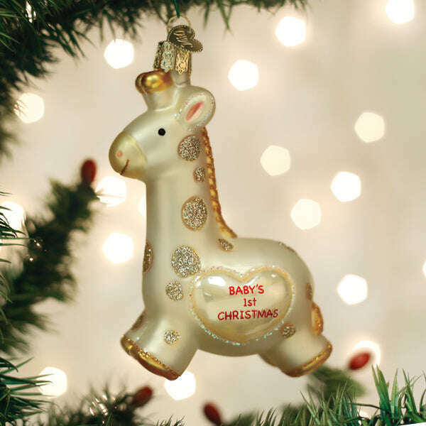 Old World Christmas Baby's First Christmas Giraffe Blown Glass Ornament