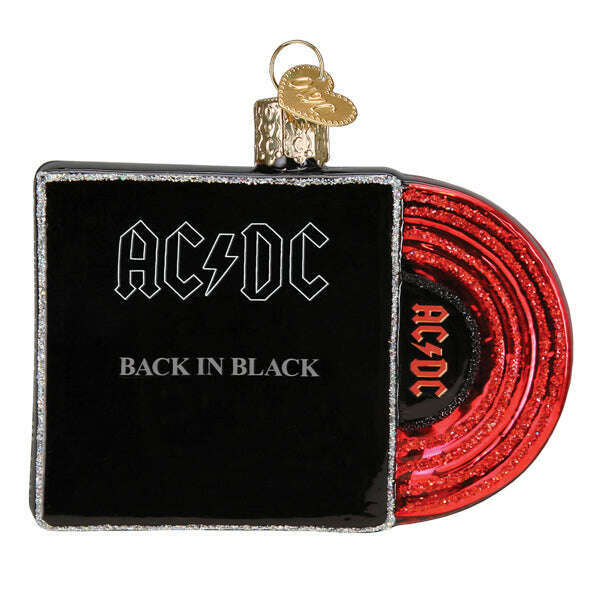 Old World Christmas Back in Black Album Cover Blown Glass Ornament
