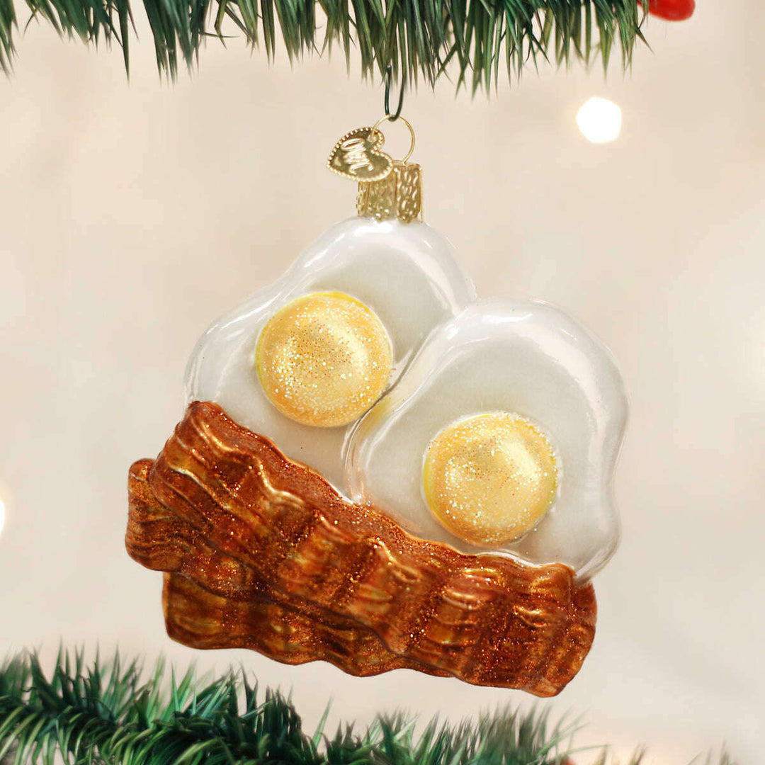 Old World Christmas Bacon and Eggs Blown Glass Ornament