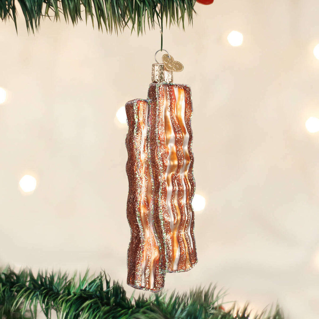 Old World Christmas Bacon Strips Blown Glass Ornament