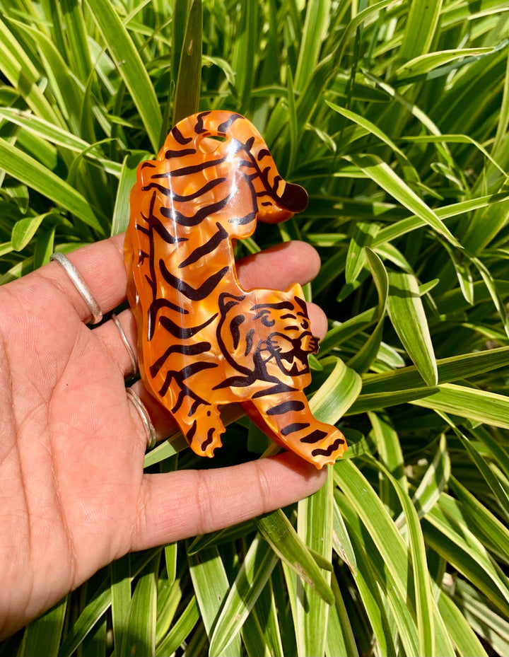 Tiger Acetate Hair Claw 
