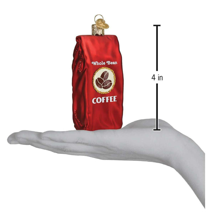 Old World Christmas Bag of Coffee Beans Blown Glass Ornament