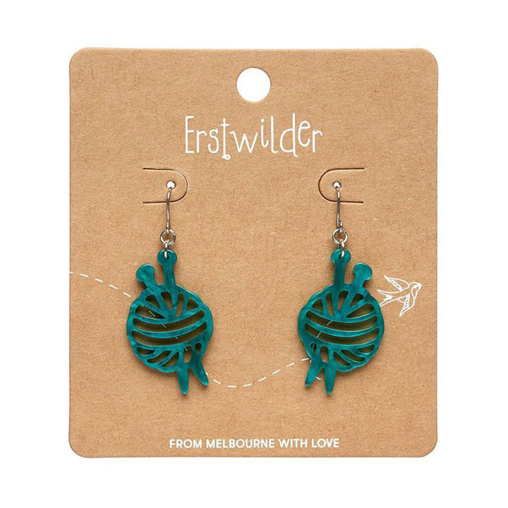 Ball Of Yarn Ripple Drop Earrings - Teal (3 Pack) by Erstwilder image 1