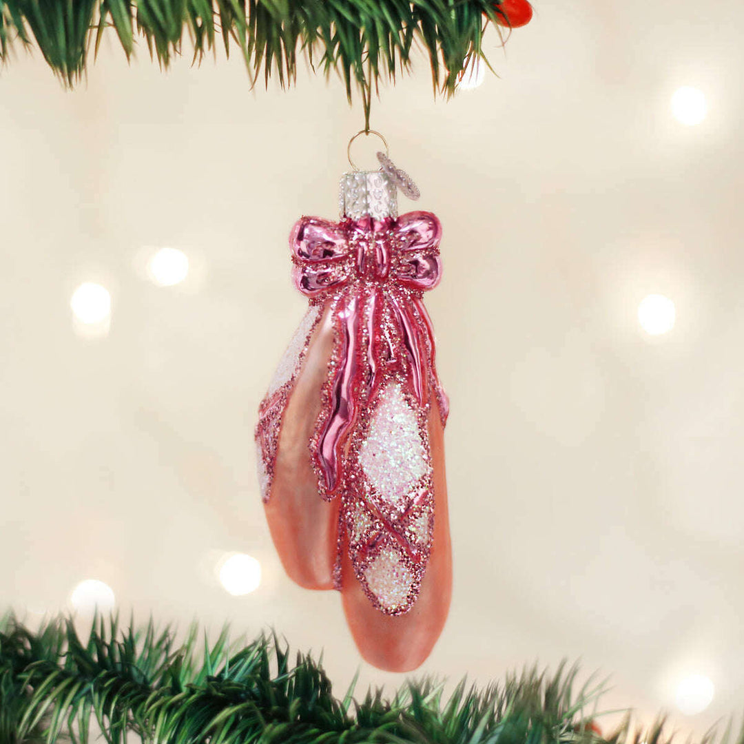 Old World Christmas Ballet Toe Shoes Blown Glass Ornament