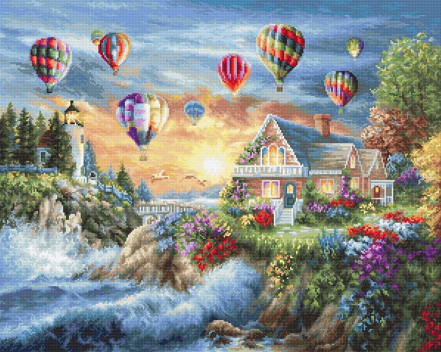 Balloons over Sunset Cove B614L Counted Cross-Stitch Kit