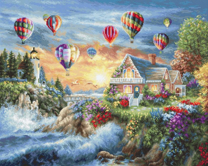 Balloons over Sunset Cove B614L Counted Cross-Stitch Kit