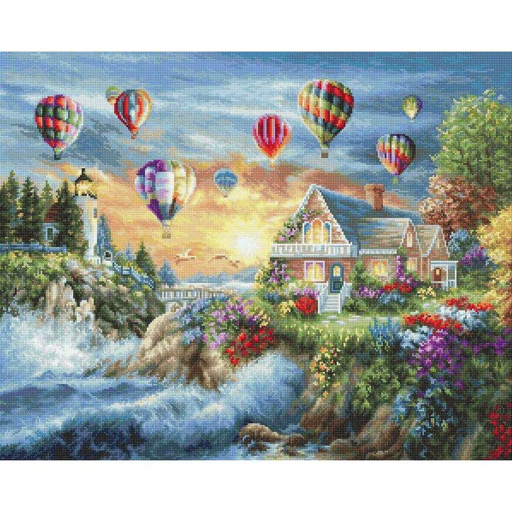 Balloons over Sunset Cove B614L Counted Cross-Stitch Kit
