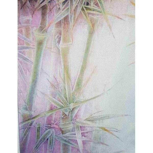 Bamboo Grove Designer Printed AIDA Fabric. Canvas for embroidery with an applied background  KF-1083A