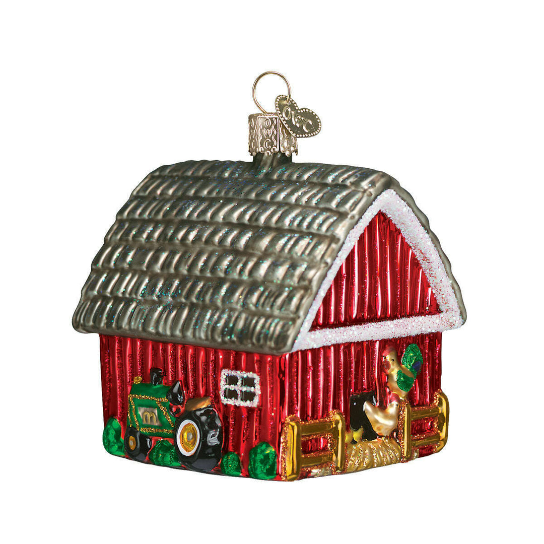 Old World Christmas Barn Blown Glass Ornament