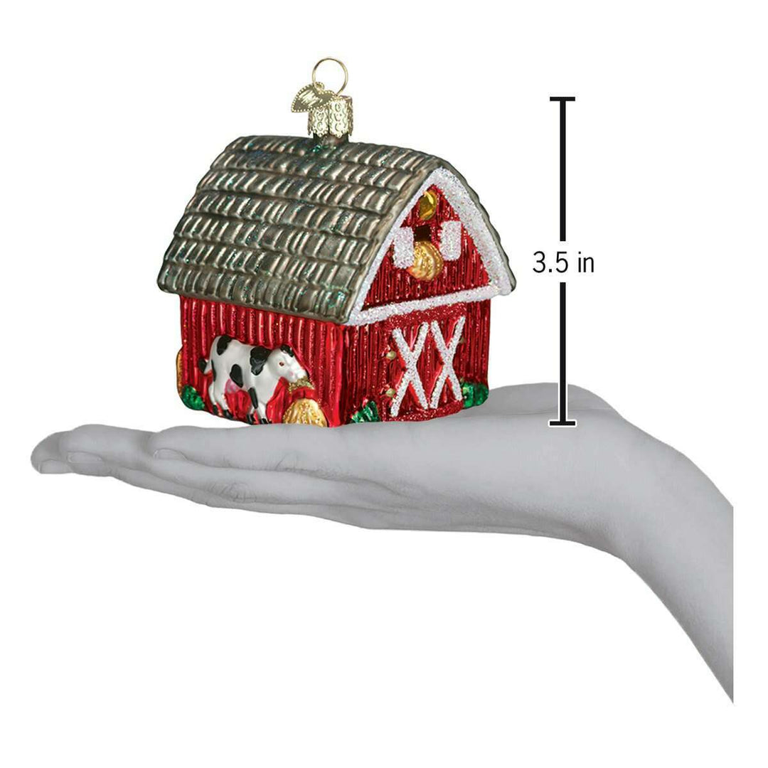 Old World Christmas Barn Blown Glass Ornament