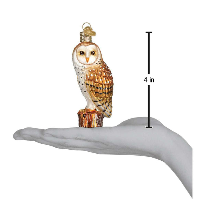 Old World Christmas Barn Owl Blown Glass Ornament