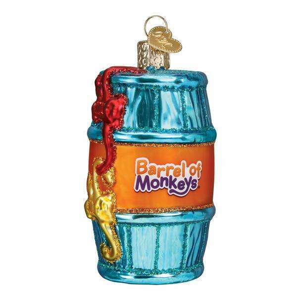 Old World Christmas Barrel Of Monkeys Blown Glass Ornament
