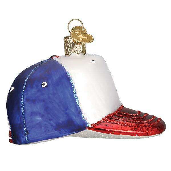 Old World Christmas Baseball Cap Blown Glass Ornament