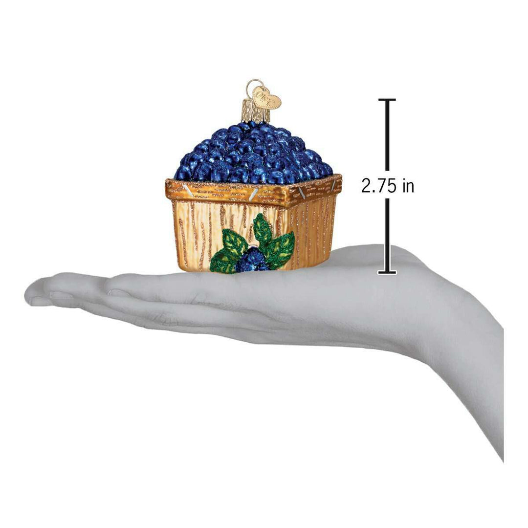 Old World Christmas Basket Of Blueberries Blown Glass Ornament