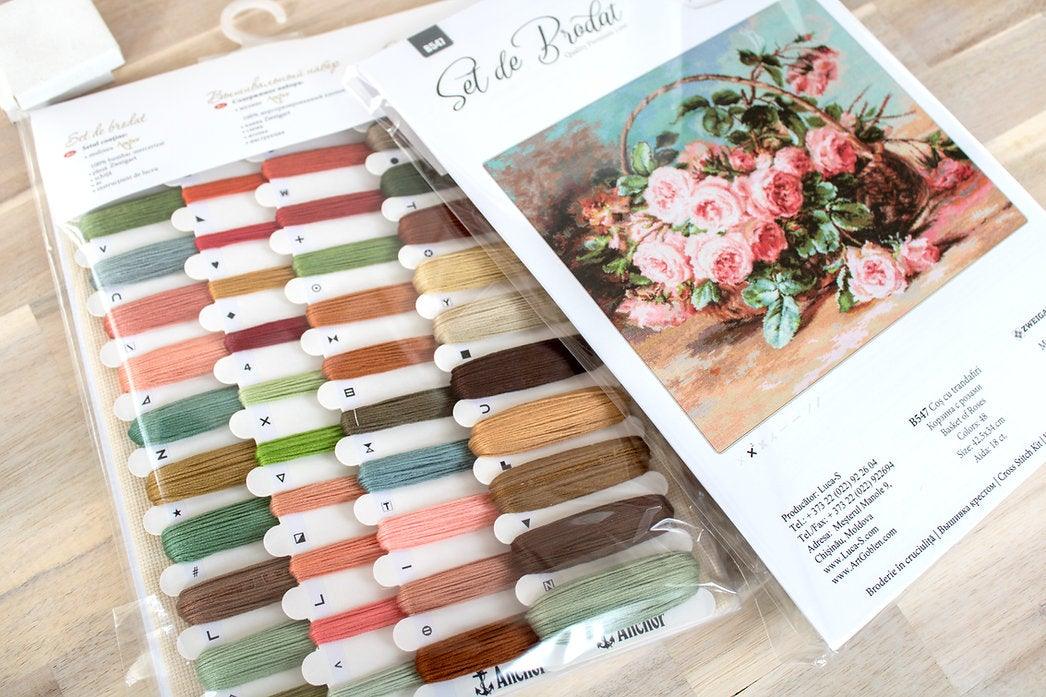 Basket of Roses B547L Counted Cross-Stitch Kit